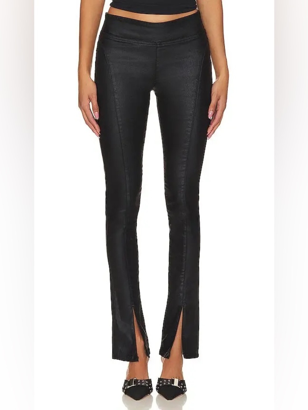 Free People x We The Free Size S Double Dutch Coated Pull-On Pants - Black